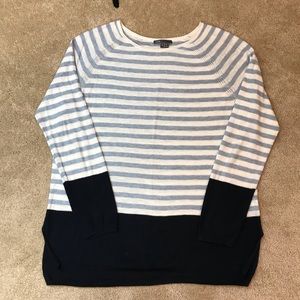 VINCE Blue & White STRIPED Knit SWEATER TOP  S